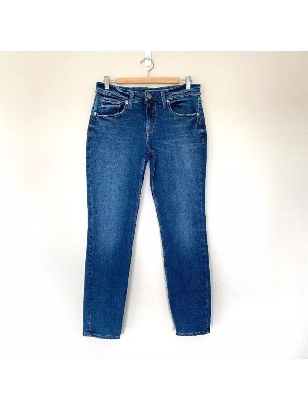 Silver Boyfriend Jeans Mid Rise Stretch Women Size 30x29